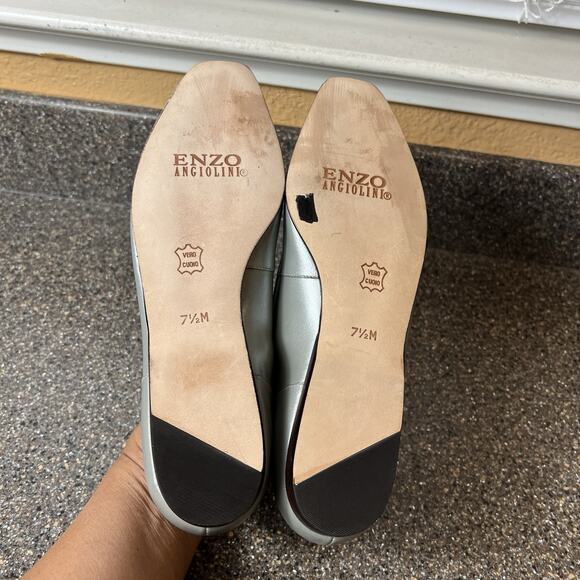 Enzo Angiolini Comfort Casual Flats Womens Sz 7.5 M Metallic Gray Leather Loafer - Picture 8 of 9